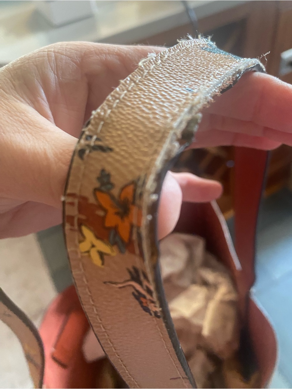 Coach Pink Tan Tropical Print Leather Tote - Picture 11 of 16